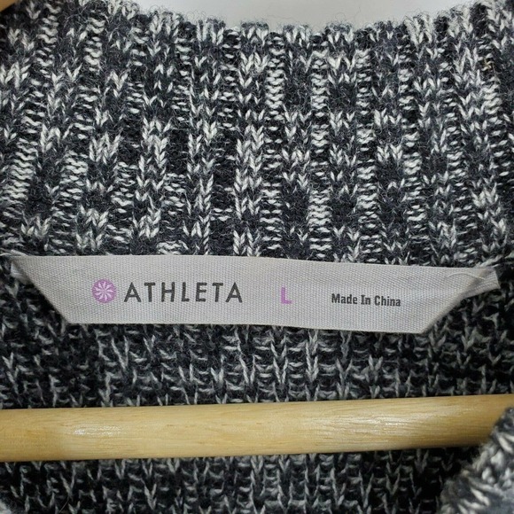 Athleta Pinewood Sweater Dress 100% Extra Fine Merino Wool Heathered Black Large - Picture 3 of 4